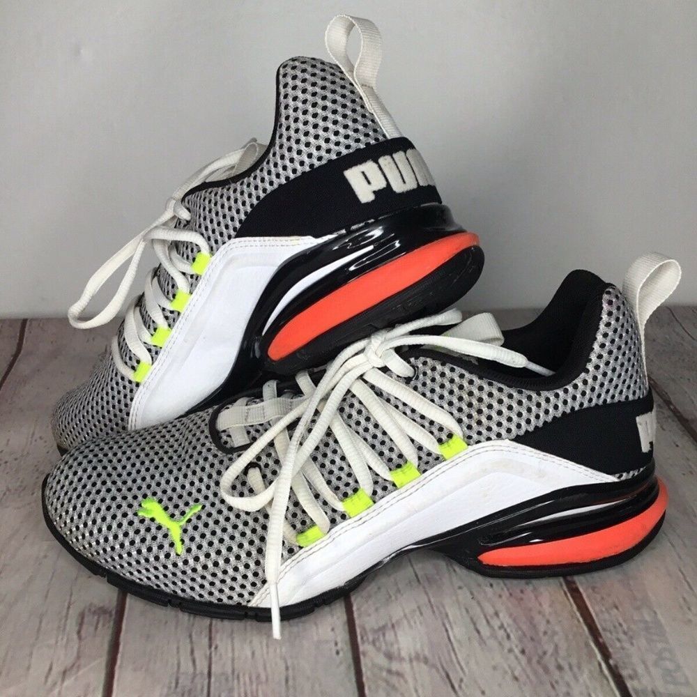 Puma Axelion Archtec White/Black Mesh Fade LaceUp Sneakers Unisex Kids Size 6.5C